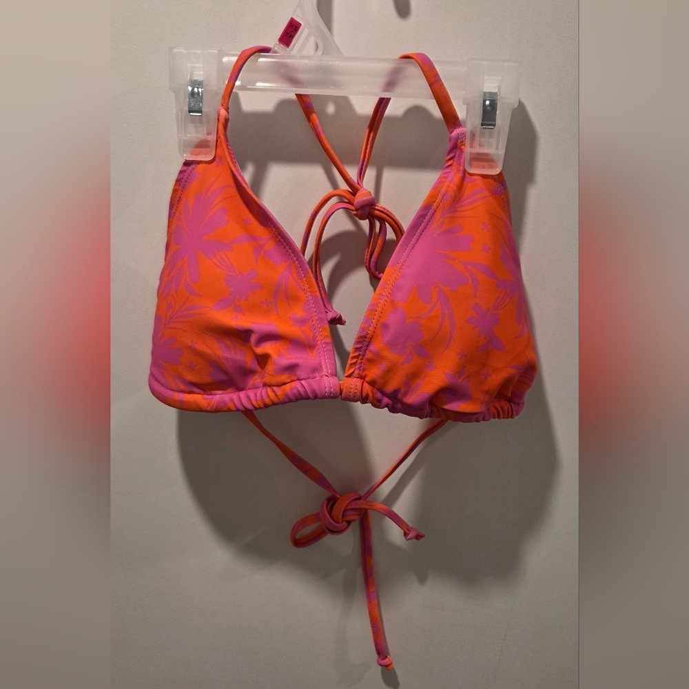 NWOT Pink and Orange Adjustable Triangle Bikini Top